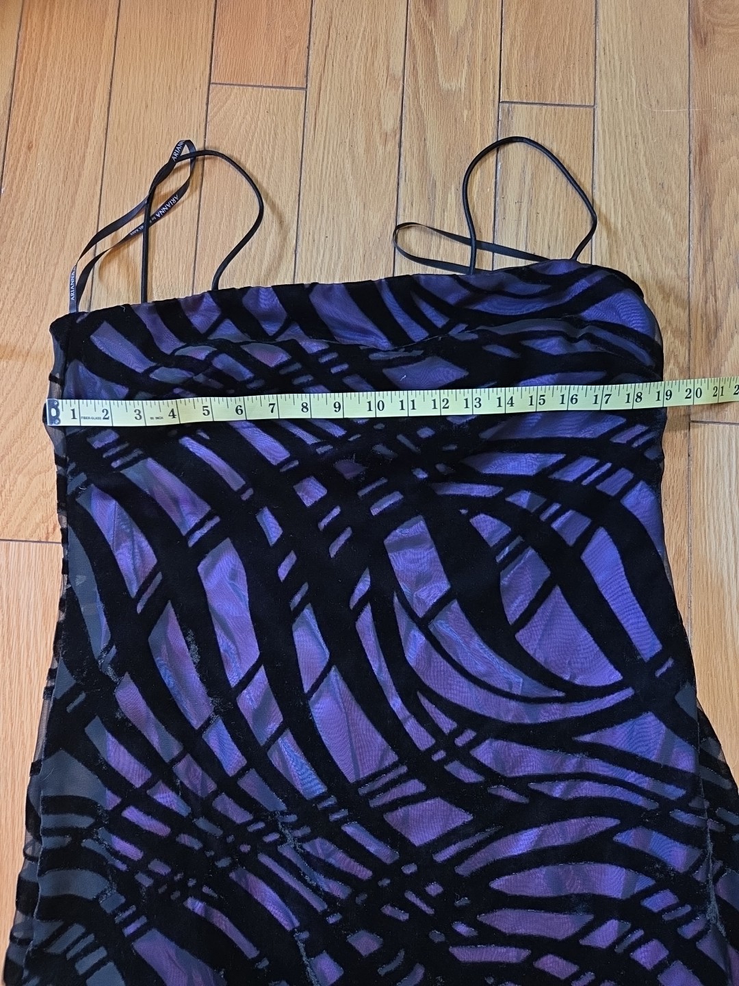 VTG ARIANNA BY RACHEL Kaye 90s Black&Purple Velvet Spaghetti Strap Dress Sz 16