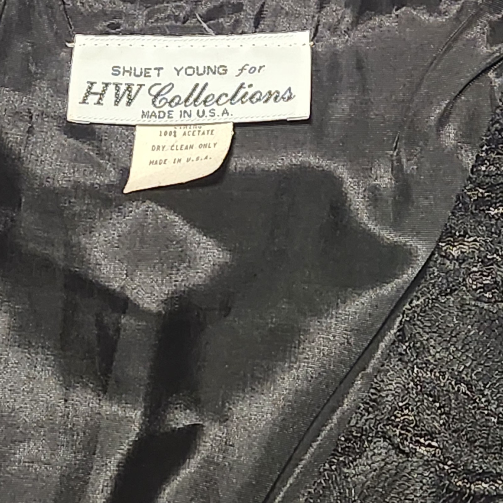 VTG 80s Shuet Young for HW Collections Black Lace Skirt Suit 2pc Set 6 Peplum