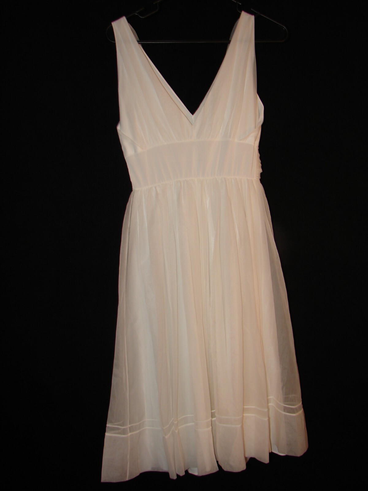 Vintage Shadowline Sheer Chiffon 2 layer White Wedding Nightgown Size 34
