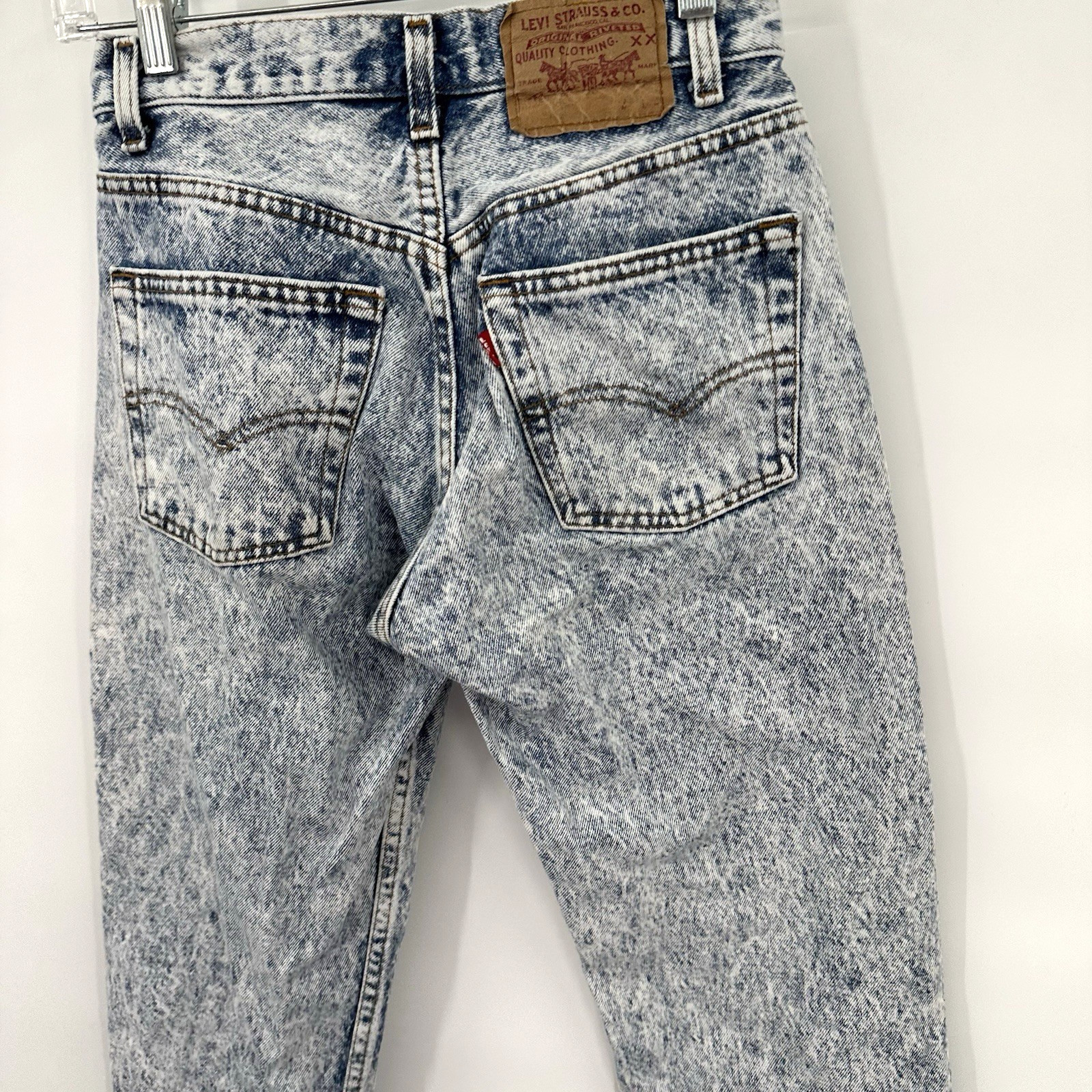 LEVIS 501 jeans acid wash blue 25W 31L US 2 4 vintage 80s 90s high rise straight