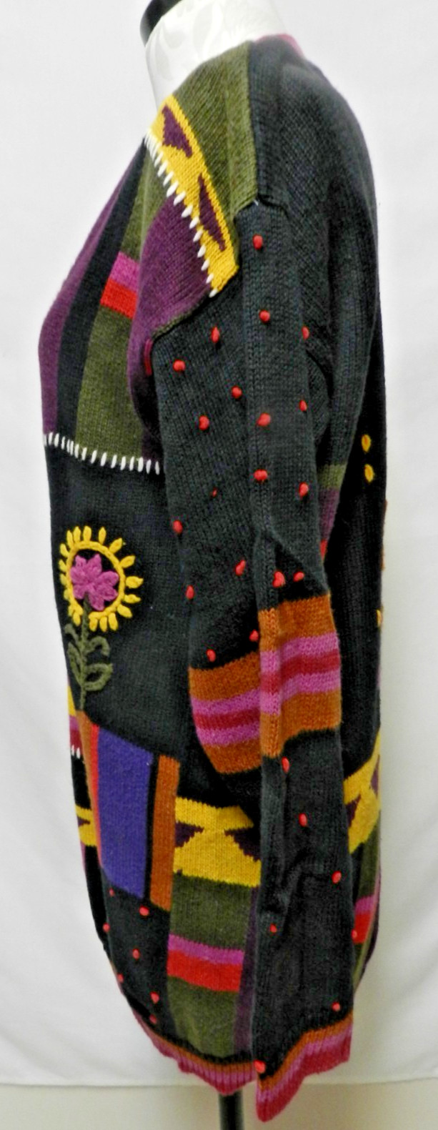 Bonnie and Bill Vintage cardigan sweater Sunflower Oversized Size Sz Medium Md M