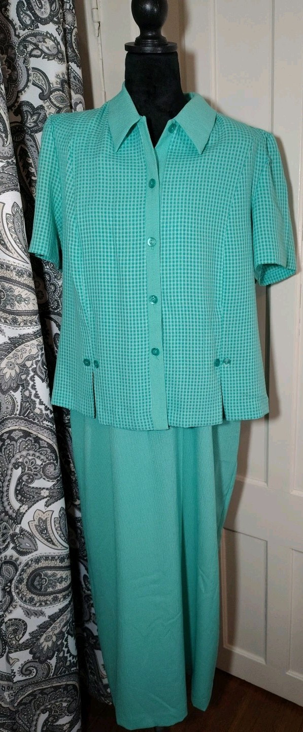 Miss Dorby Size 18 Vintage 2 Piece Aqua Dress