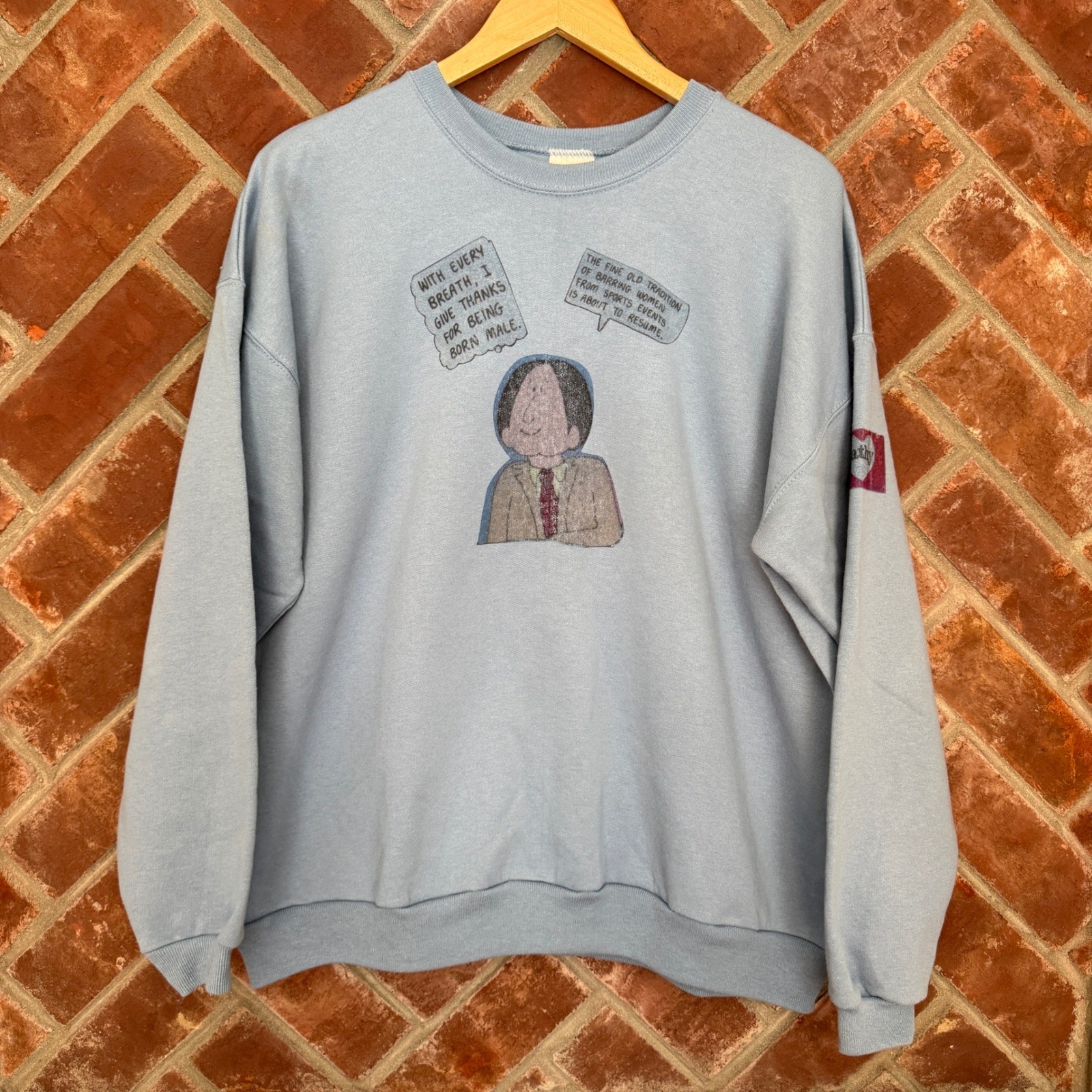 Vintage Hanes Her Way Cathy Comic Sweatshirt XL Blue Irving Cartoon 90s Graphic