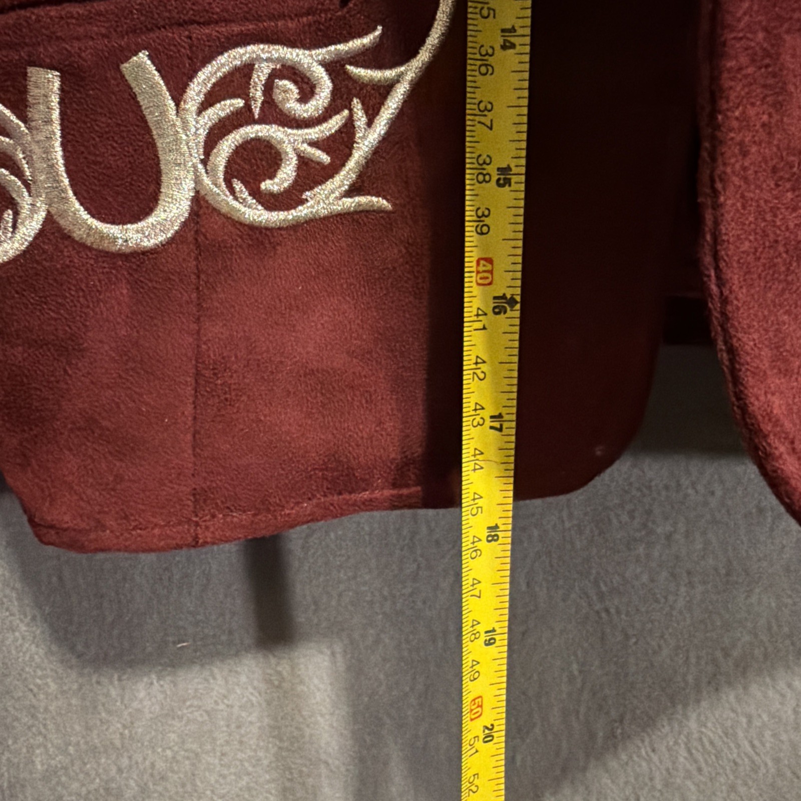 Mexican Embroidered Mariachi Jacket Coat XS Burgundy