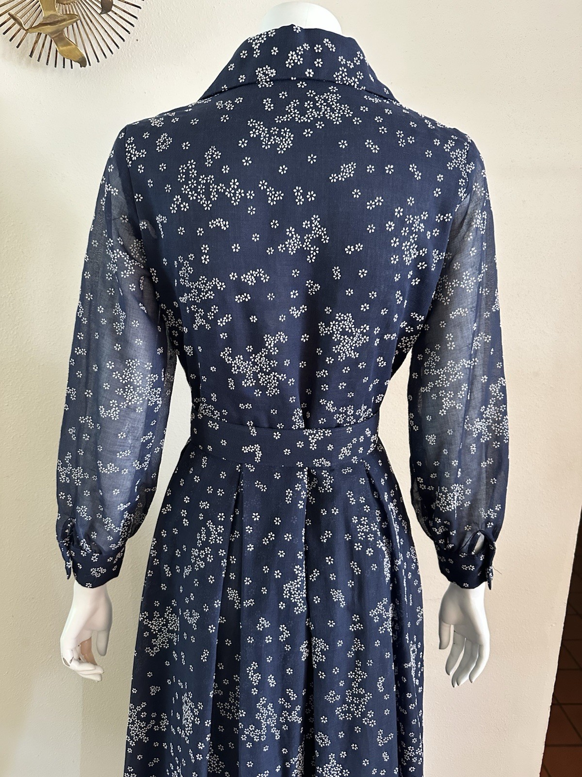 1970s Avalon Classics Dagger Collar Maxi Dress Boho Prairie Lace Daisy Print VTG