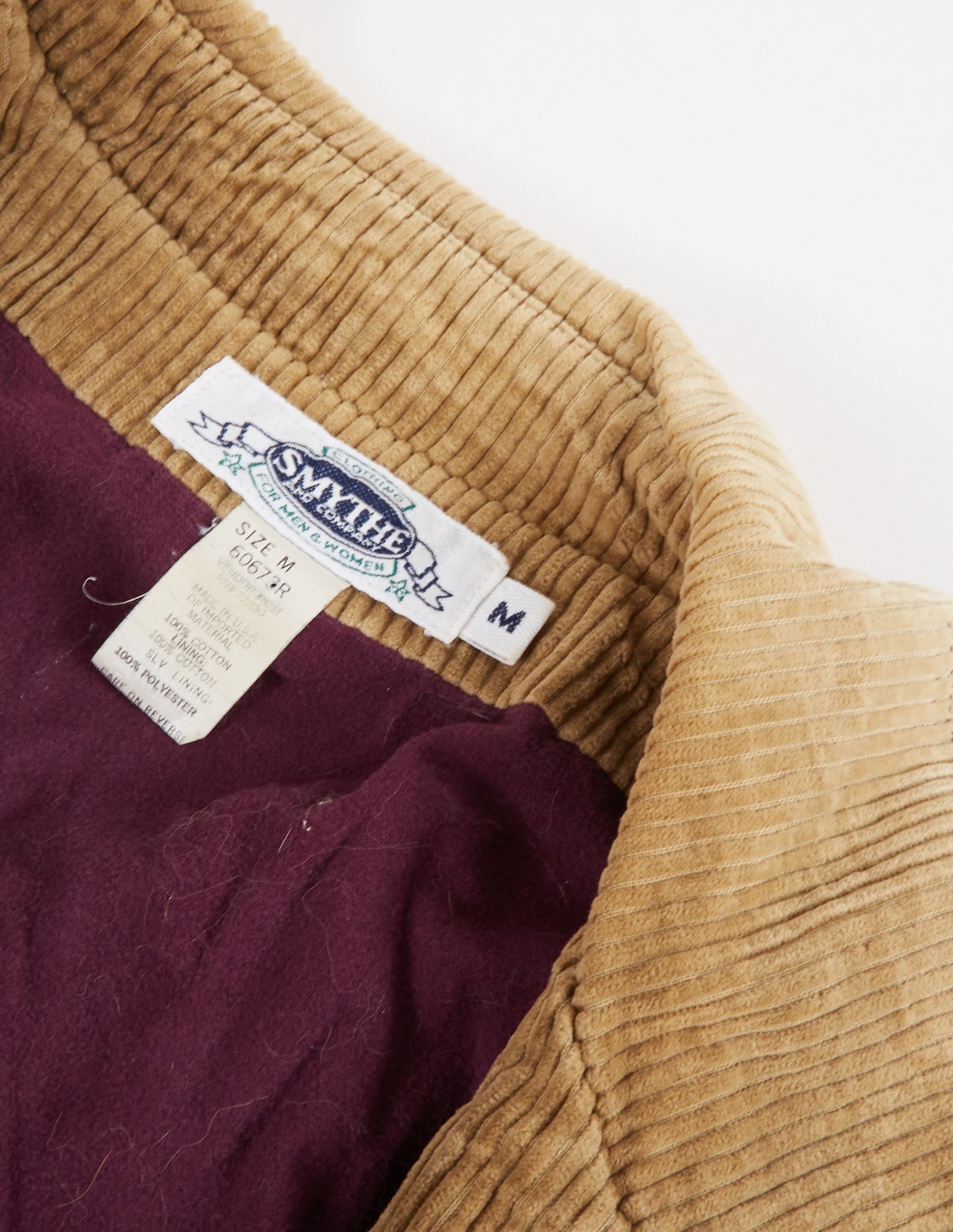Vintage Smythe and Company Brown Corduroy Jacket Unisex Size Medium Oversized
