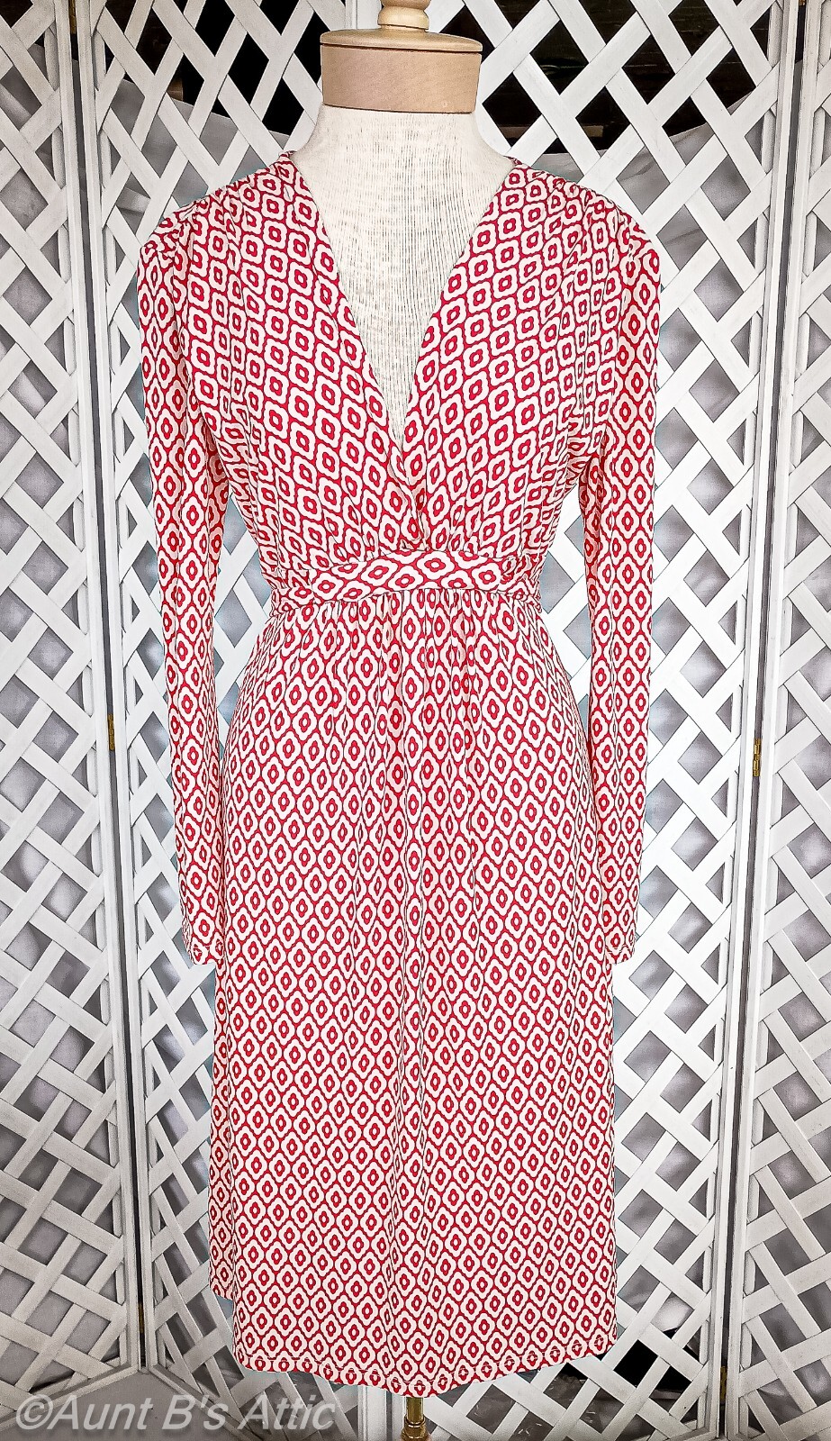 Dress 80’s-90’s C R Sportswear Classic Sheath Style Rd/Wht Poly/Spandex Dress Md