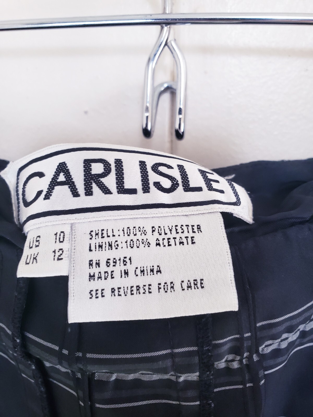 Vtg Carlisle Womens 10 Midi Skirt Pleated Black Silver Stripe A Line Flare Retro