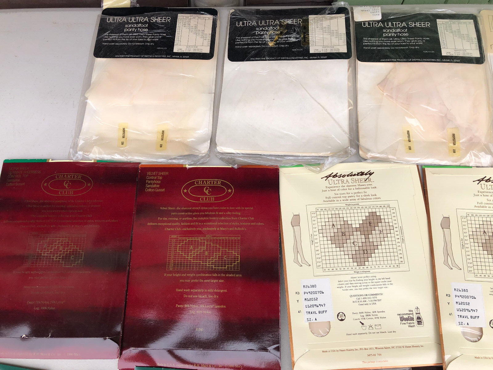 14 Vtg 80s 90s Pantyhose NIP Assorted Colors & Sizes Hanes May Co Charter Club