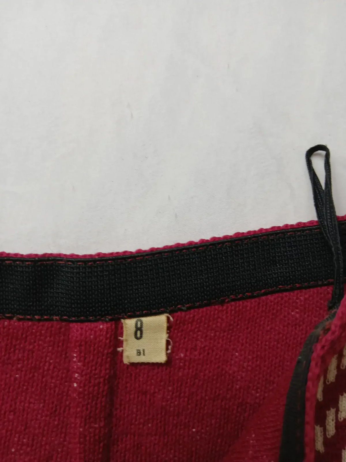 Vintage Womens 2pc Red Ivory Boucle Jacket Skirt Set Size 8 Wool Blend