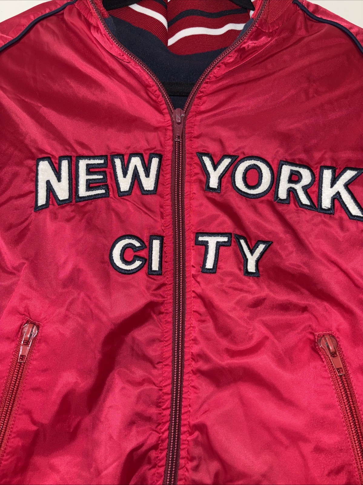 Vintage NY Classics Sports New York City Women’s Bomber Jacket Sz L 80s 90s EUC