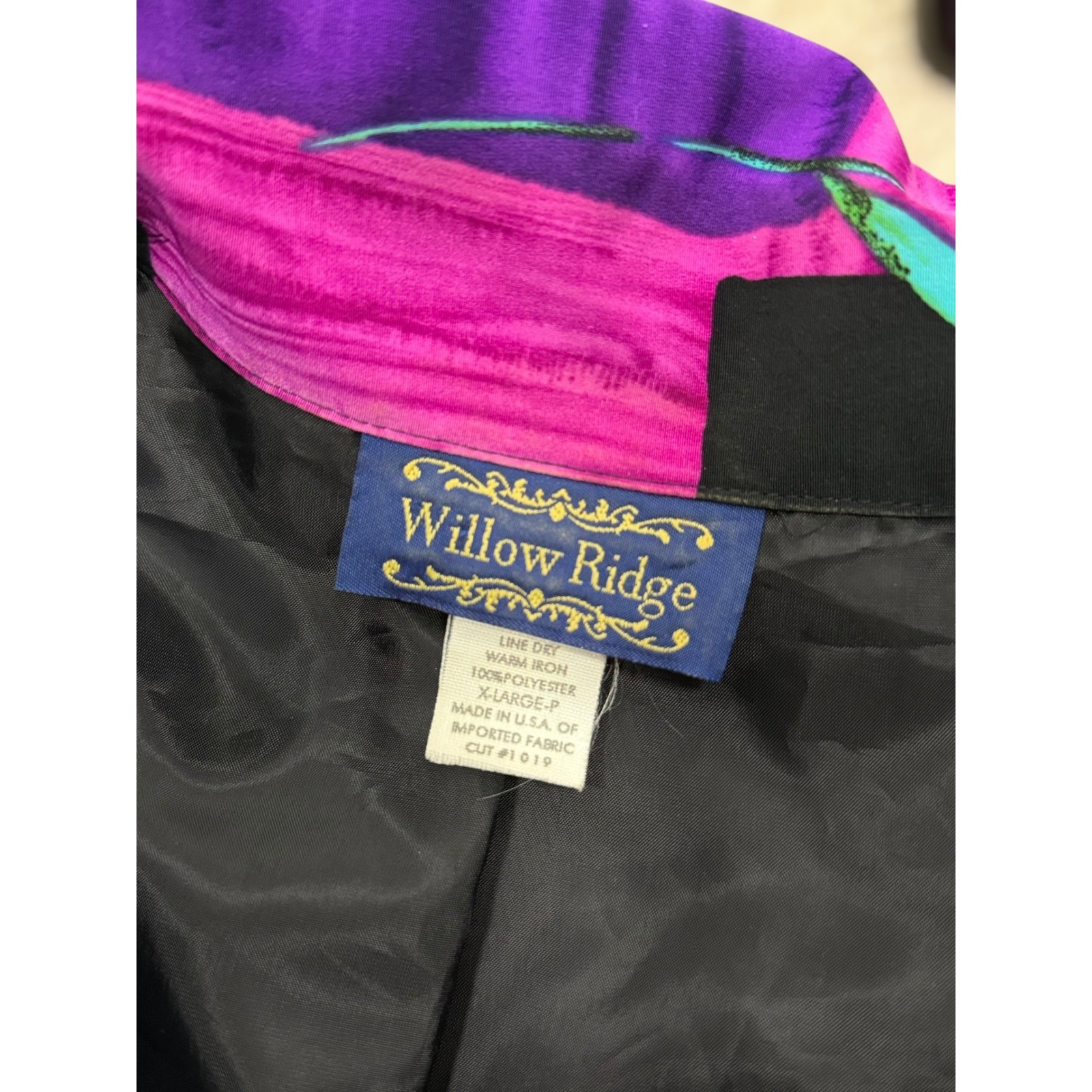 Vintage Willow Ridge Blazer Multi Color Floral Abstract Patchwork XL-P 80019