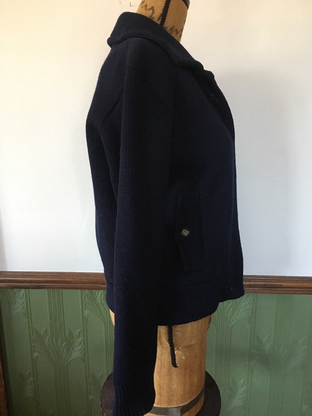 Vtg. Blue Marshall Field’s Country Shop Wool Sweater Jacket Removable Lining M