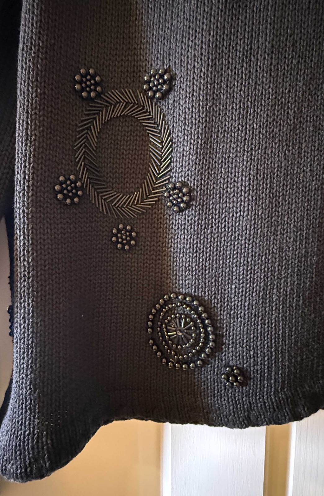 Vintage 1980s Jackie Chalkley, DC Black Knit Beaded Evening Jacket B022