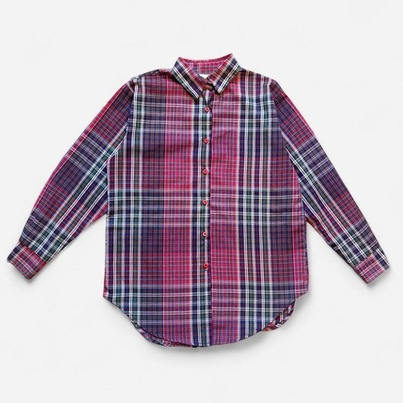 Andrew McMullan Vintage Shirt Plaid 80s 90s Button Up Women’s L 10 Red Green