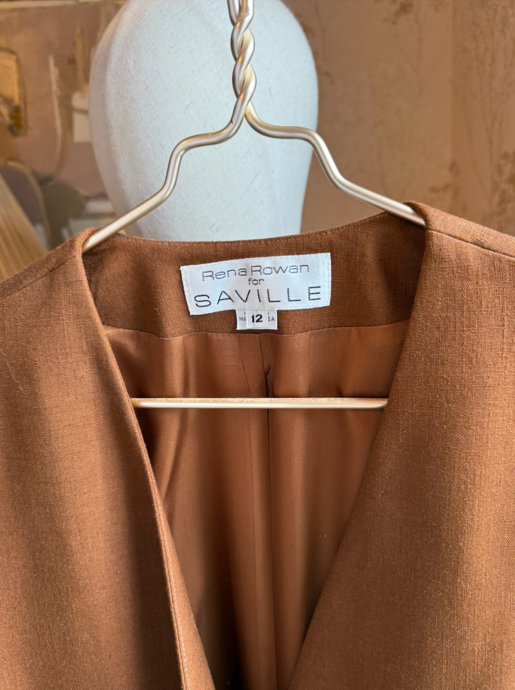 Vintage Rena Rowan for Saville Womens Minimalist camel Blazer