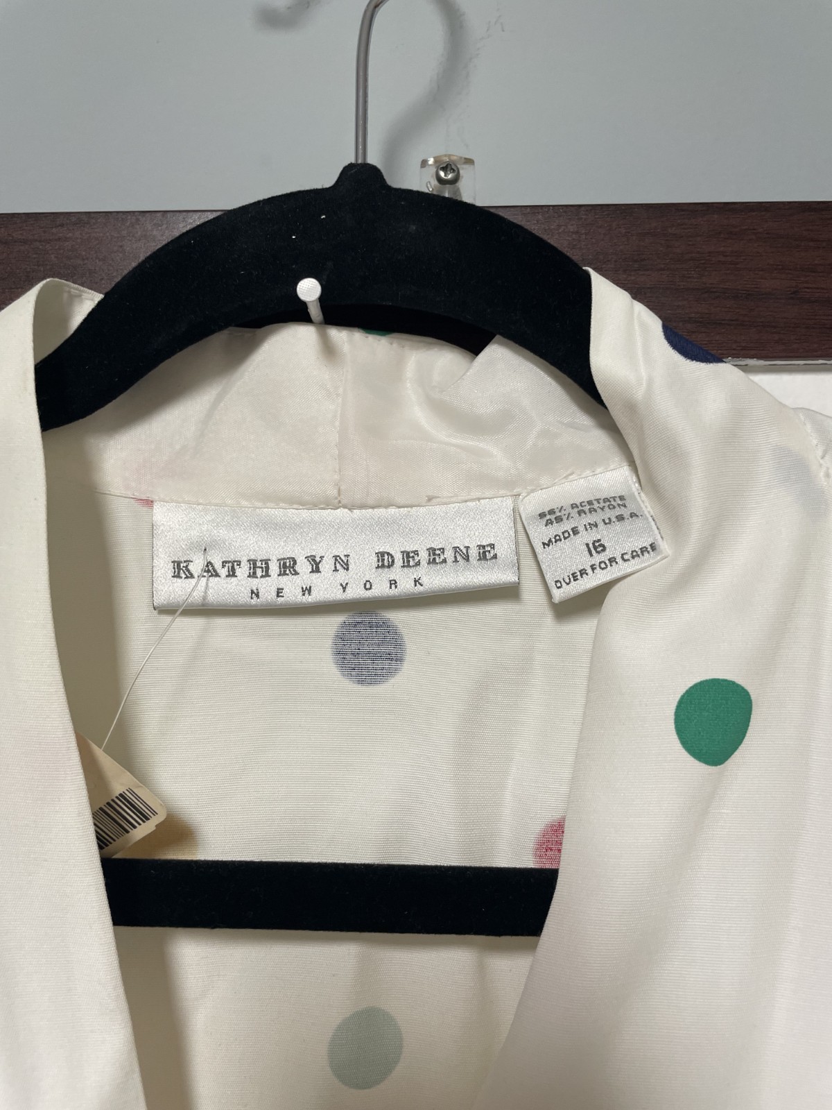 RARE Vintage Katy D Kathryn Deene Polka Dot Dress Size 16 NWT 1980s Shoulder Pad