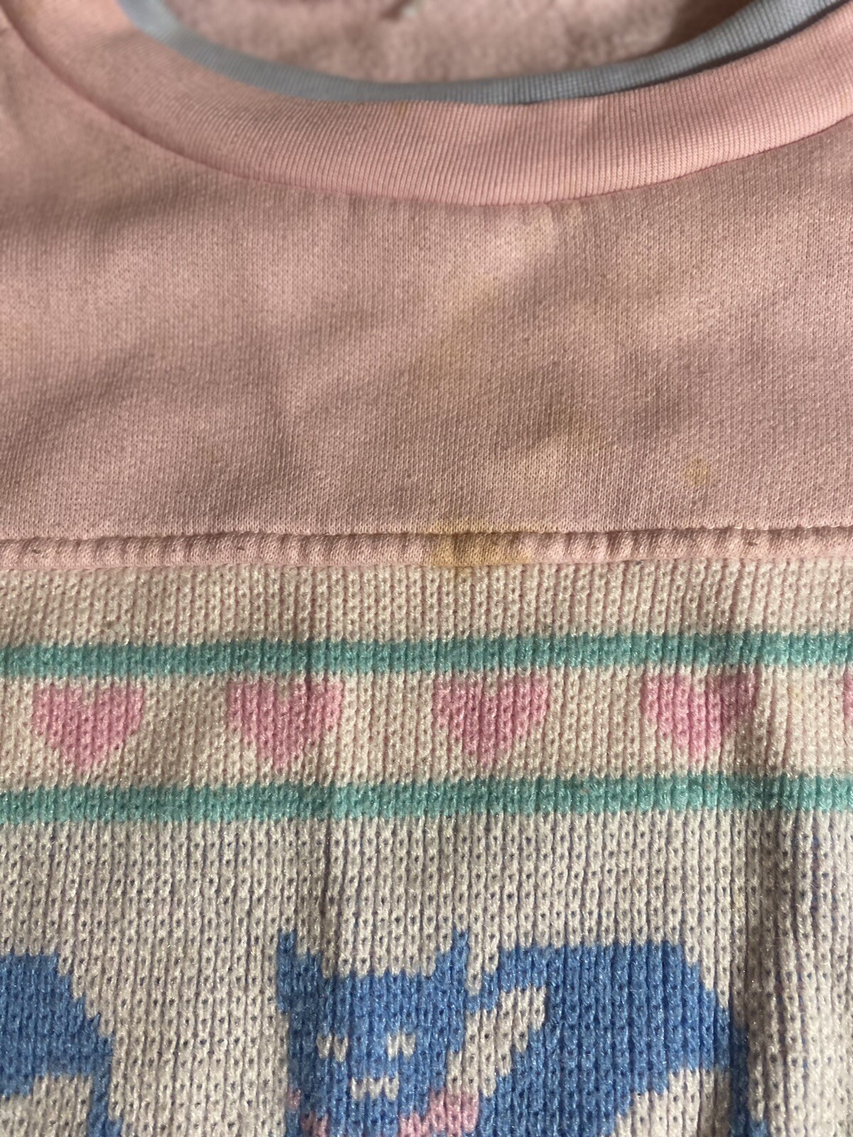 Vintage 90s Bramble Lane Pink Cat Kitten Hearts Grandma Ugly Sweatshirt Size 22W
