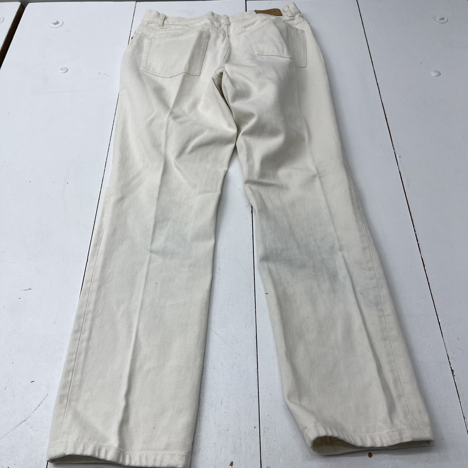 Vintage Chaps White Denim Beaded Pocket Straight Leg Jeans Women’s Size 10