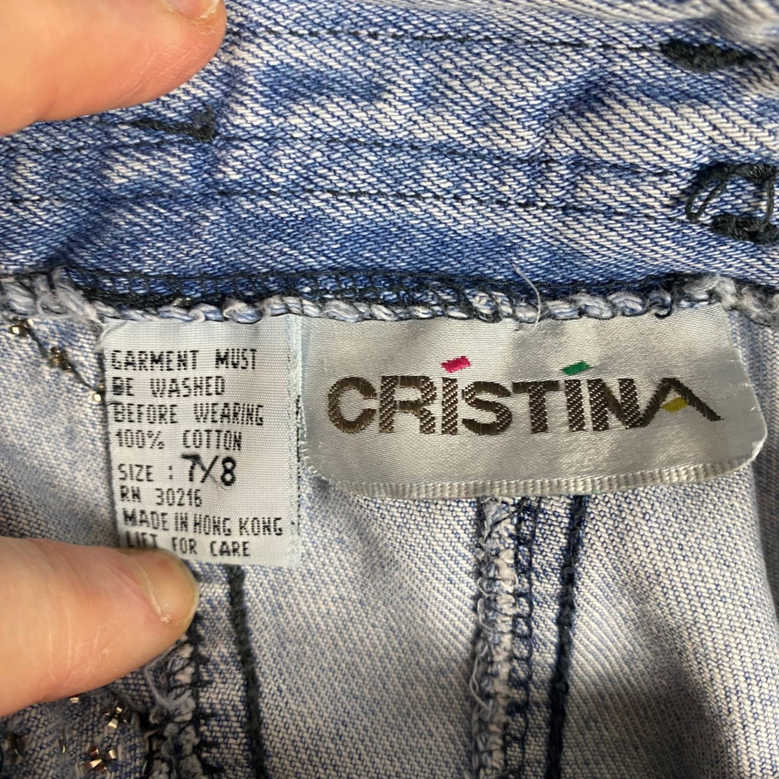 Cristina Vintage Studded High Waist Acid Wash Tapered Jeans Women Junior 7/8 Y2K