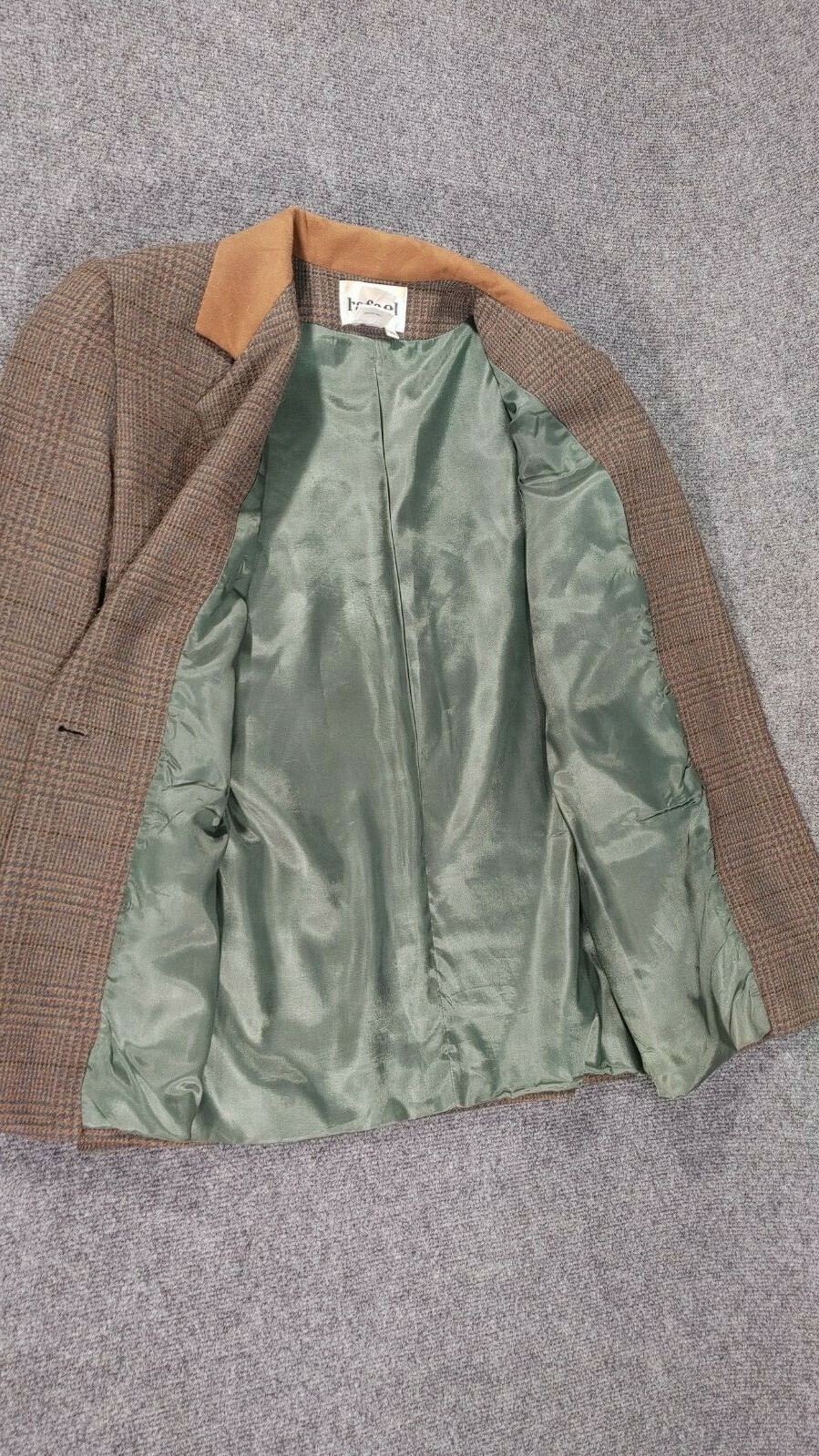 Rafael Women’s Lined Jacket Blazer Coat Brown Green Blue Tweed 1 Button Size 10