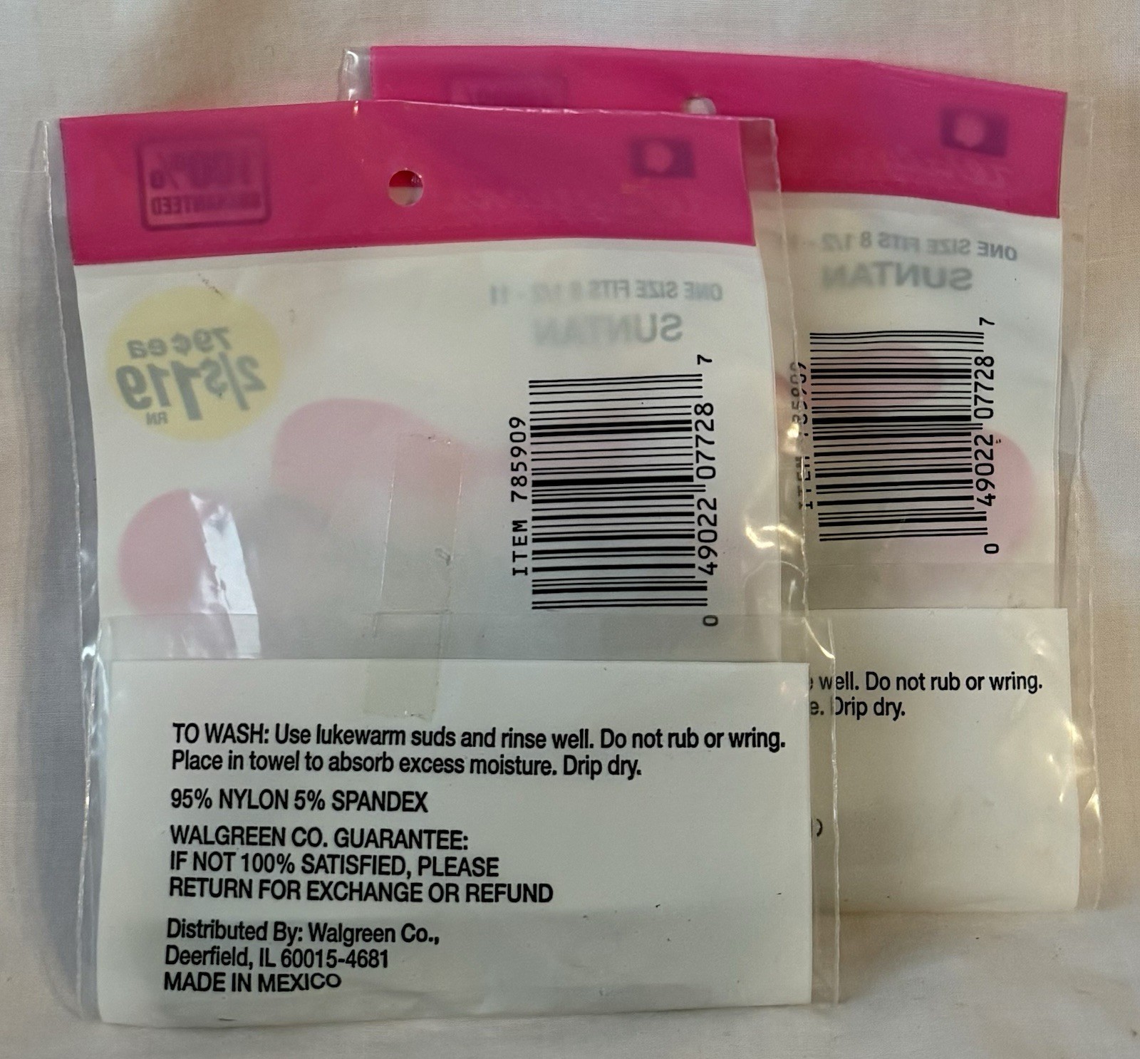 Lot/2 VTG Walgreens Reinforced Toe Comfort Top Knee Highs One Size 8.5-11 Suntan
