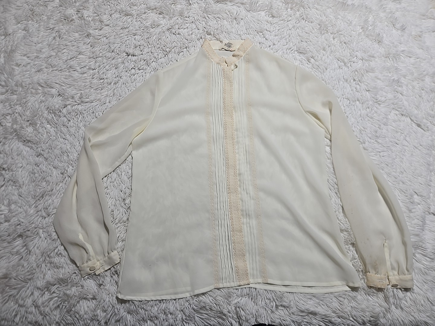 VTG 80’s Lloyd William Victorian Boho Secretary Button Down Shirt 8 Flaws* Sheer