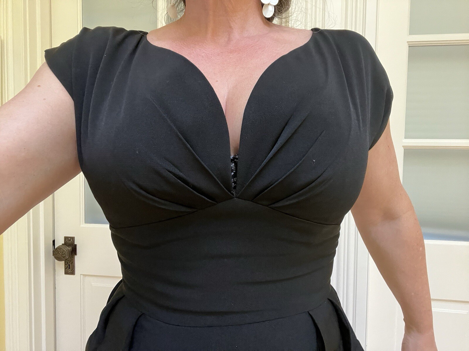 Vintage Stunning 1940’s 40’s Black Bombshell Dress Pinup S Fits 6 Large Chest