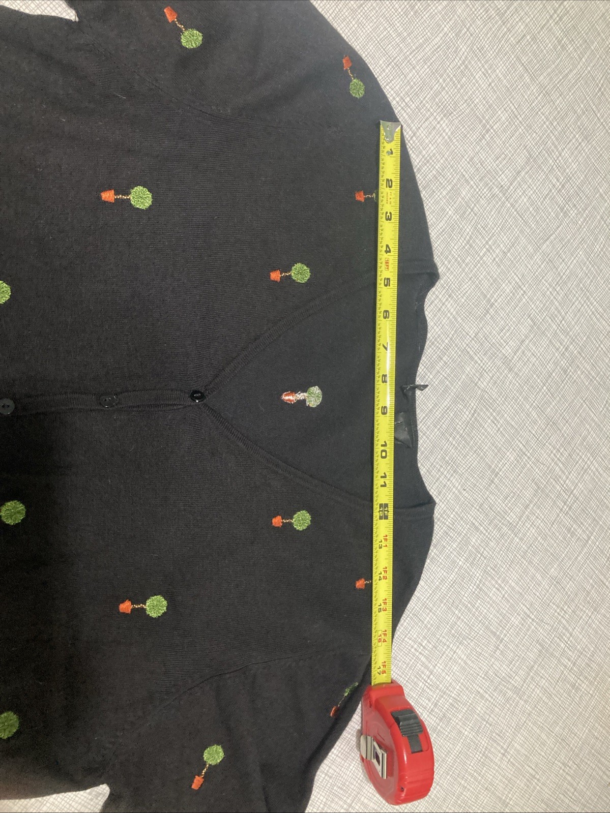 Vtg 90s Etoile 2pc Cardigan & Shell Set XL Black Topiary Embroidered Twinset GUC