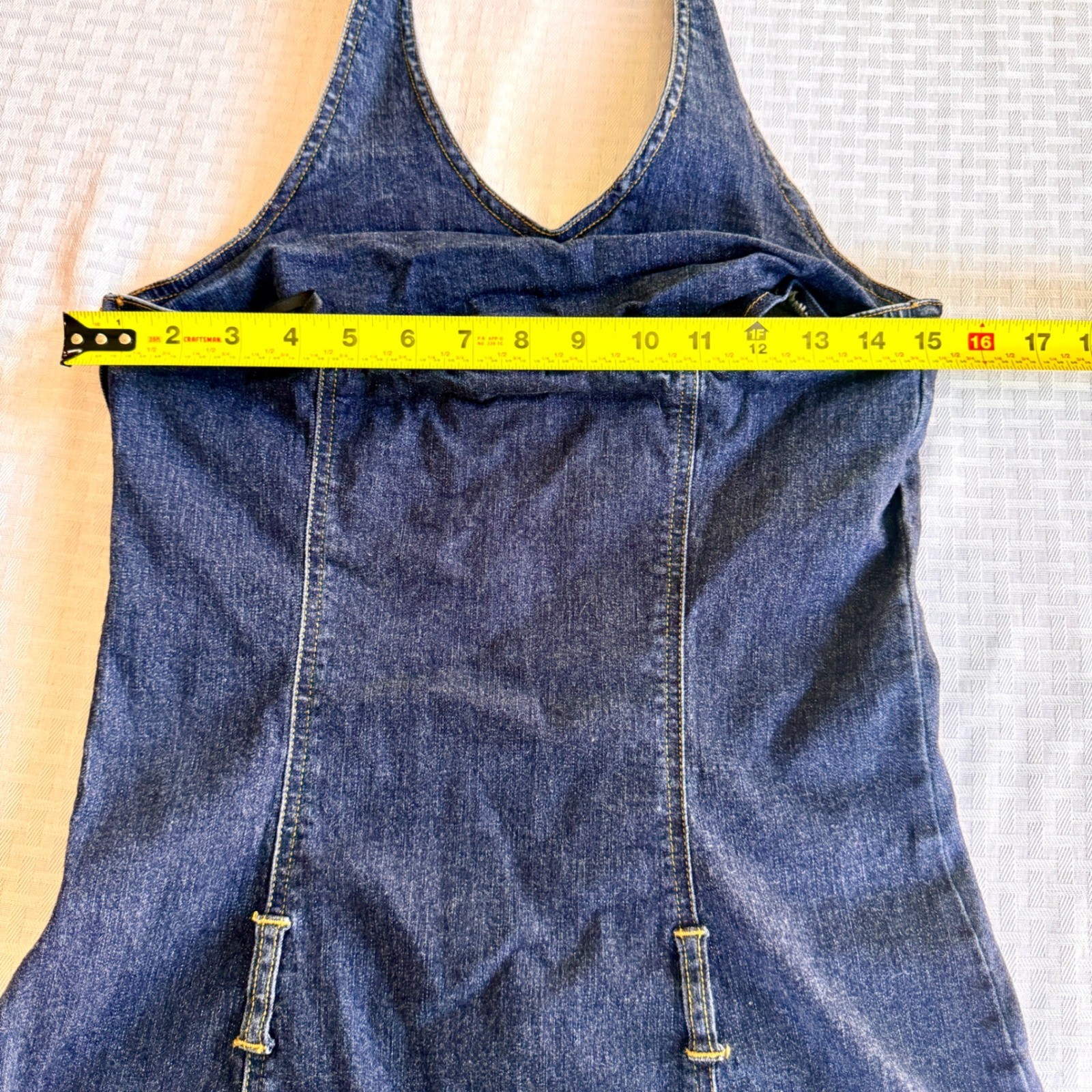 Tommy Jeans Vintage 90s Denim Halter Mini Dress Dark Wash Indigo Womens Medium