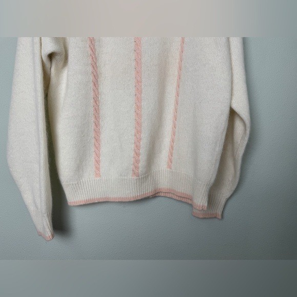 Vintage Lambswool Angora Sweater Cream Blush Soft Girl Coquette Cottagecore Knit