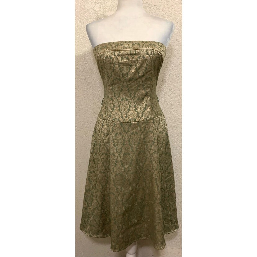 Teeze Me Vintage Y2K Green Satin Strapless Dress Juniors 7