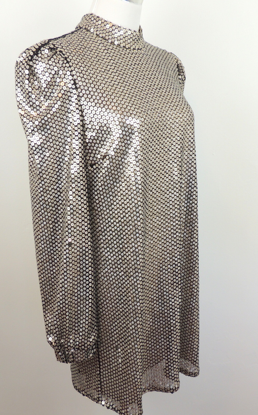 TULAROSA Sequin ZULEMA Tunic Dress Womens M Disco Retro Mod Mini Dress Flaw