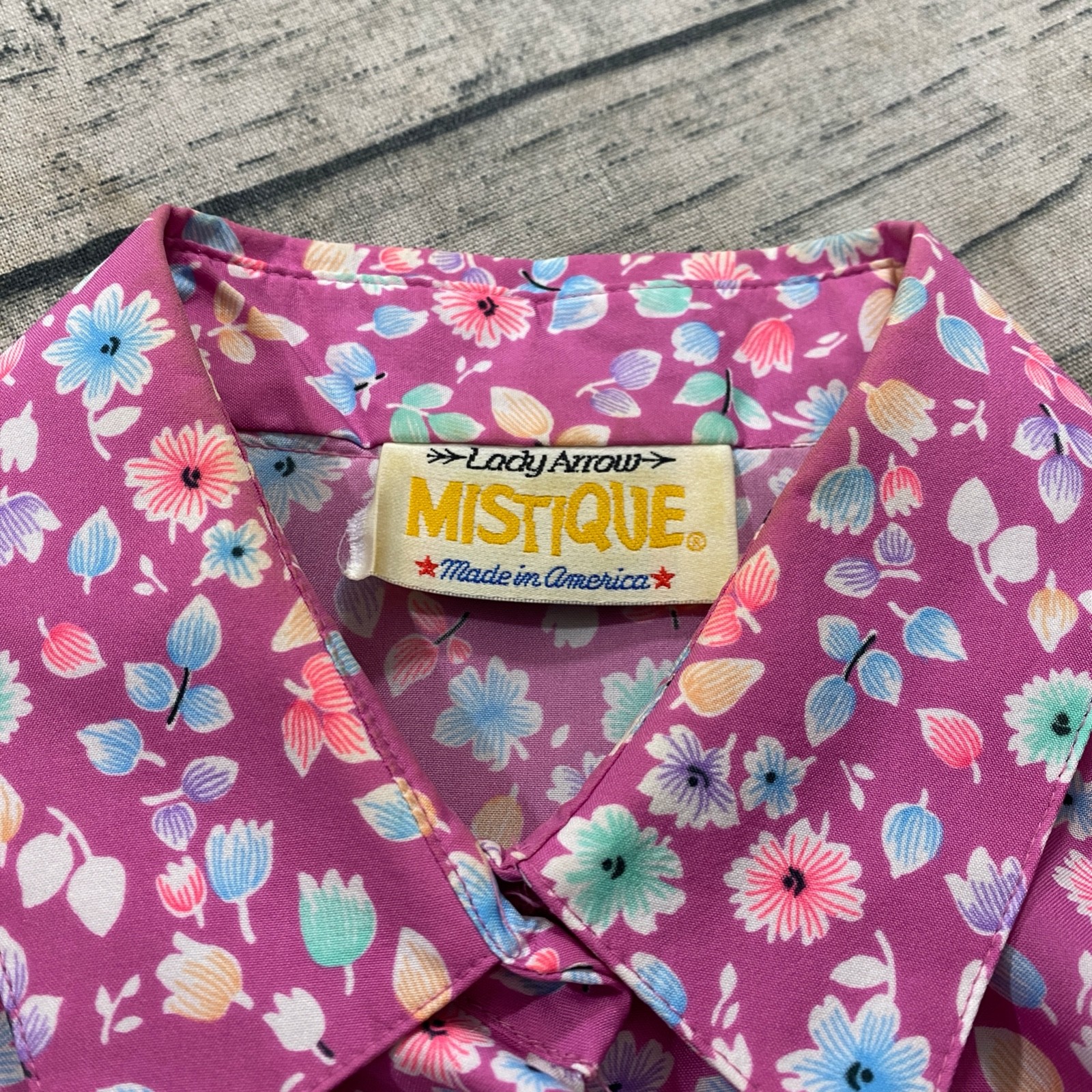 Lady Arrow Mistique Vtg 70s Floral Spring Boho Button Blouse Art Wear Hippie
