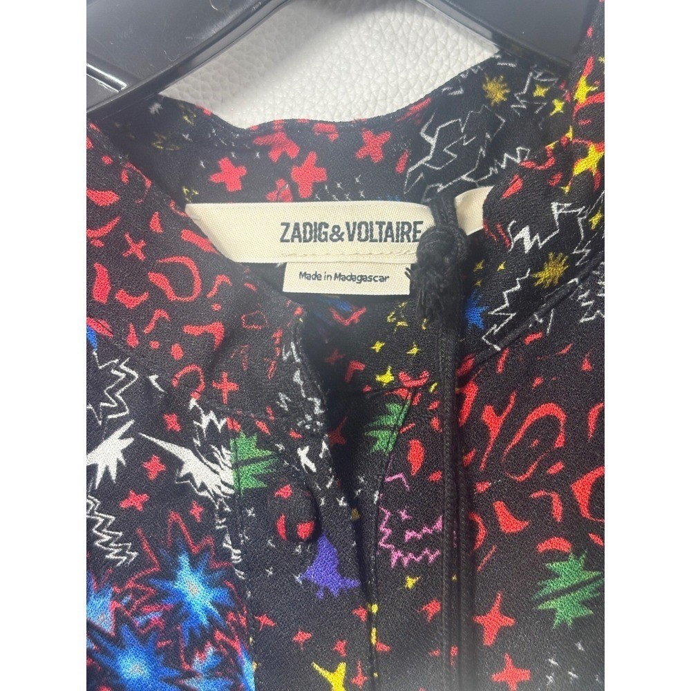 Zadig & Voltaire NWT Retouch Glam Rock Mini Dress Black/Multi Color XS MSRP $498