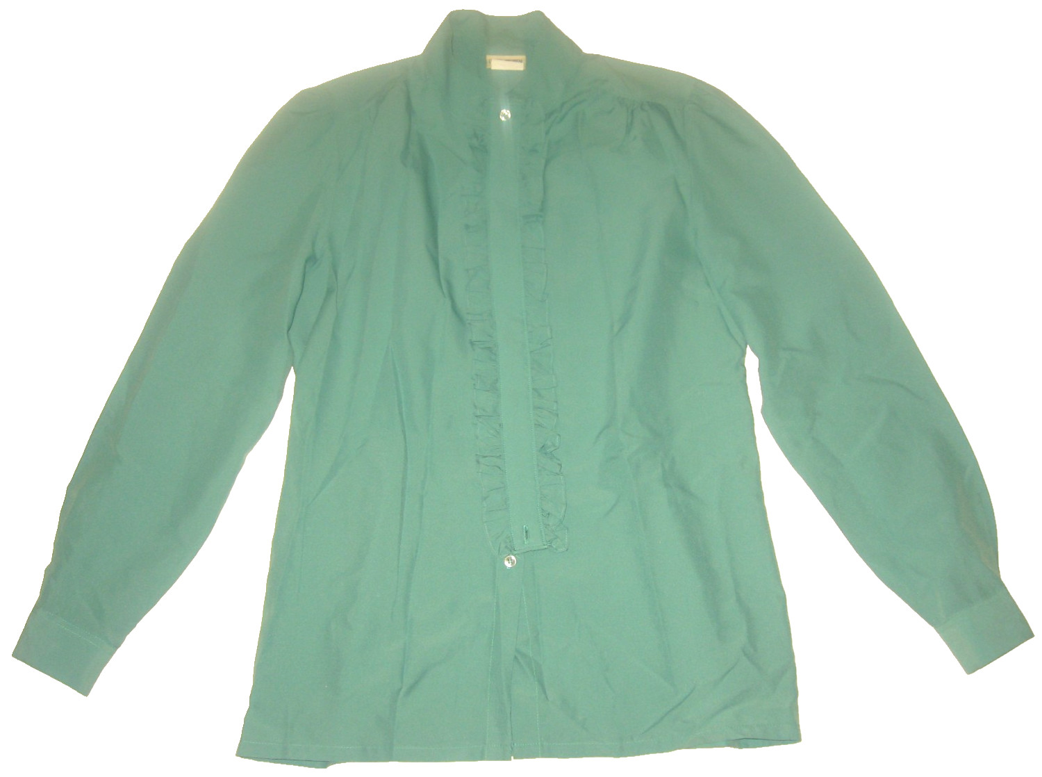 Vintage 1970s SEARS Fashion Place Green Sheer Lightweight L/S Blouse + Xtras 12