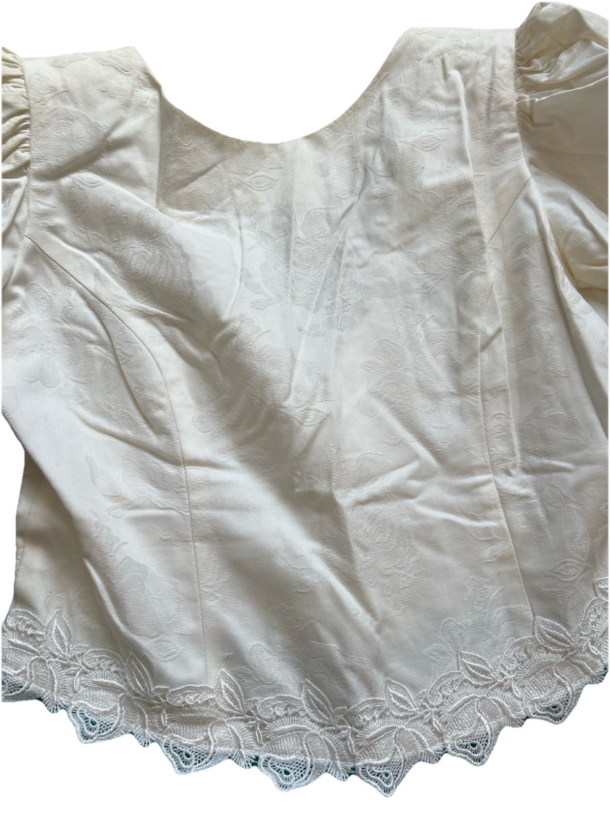 Vintage Lanz Originals Ivory Green Floral Dress Made In USA Women’s Size 12