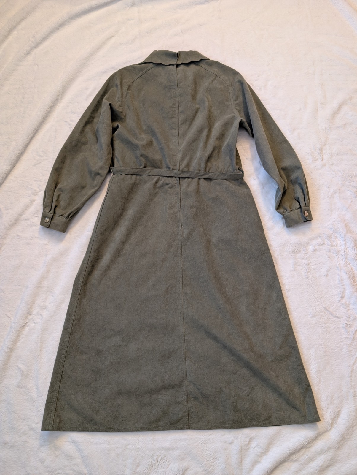 1970’s Joan Leslie By Kasper Ultrasuede Green Dress With Belt Women’s Large