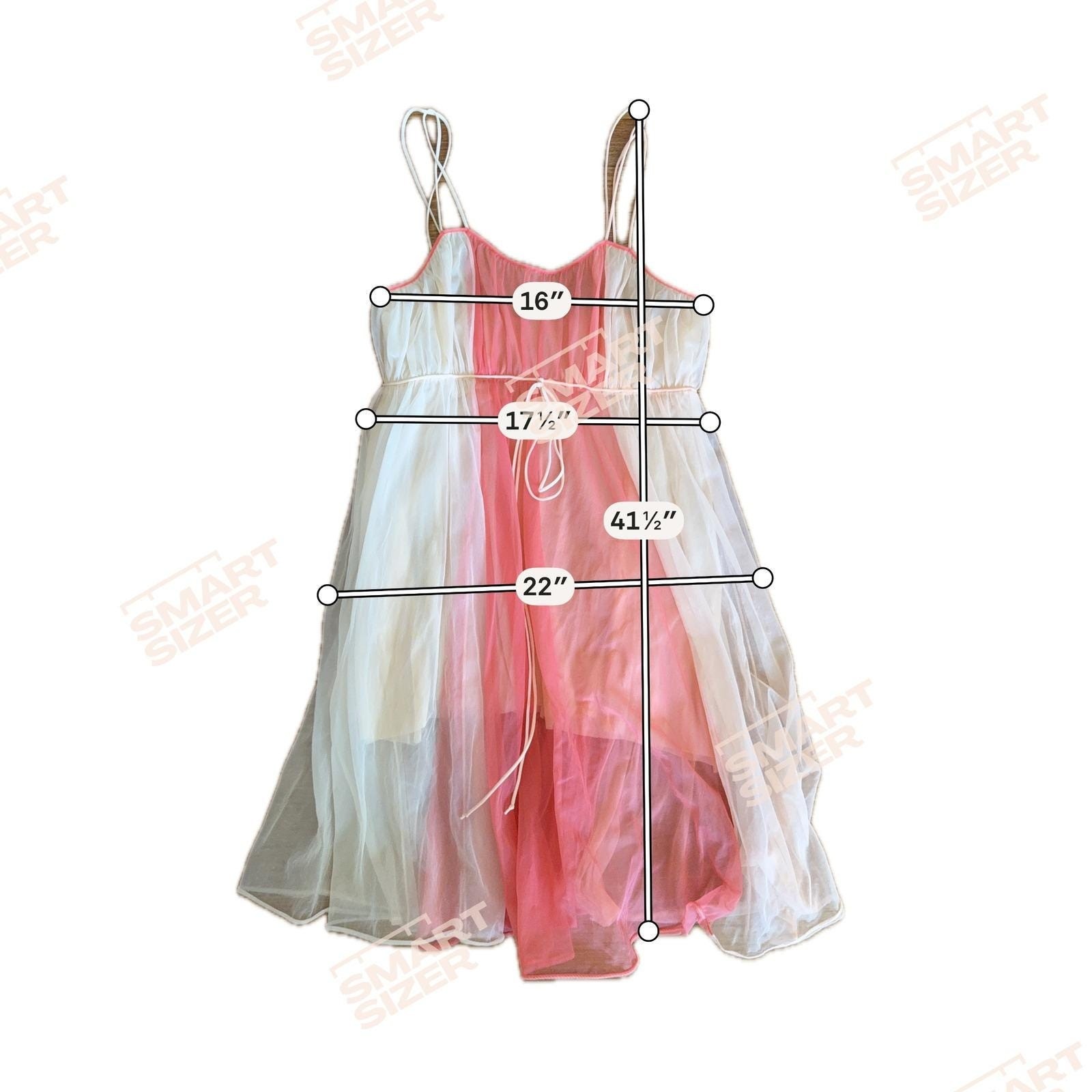 VTG 1950’s Original Vanity Fair Coral/Light Pink Sheer Nylon Size 36 Night Gown