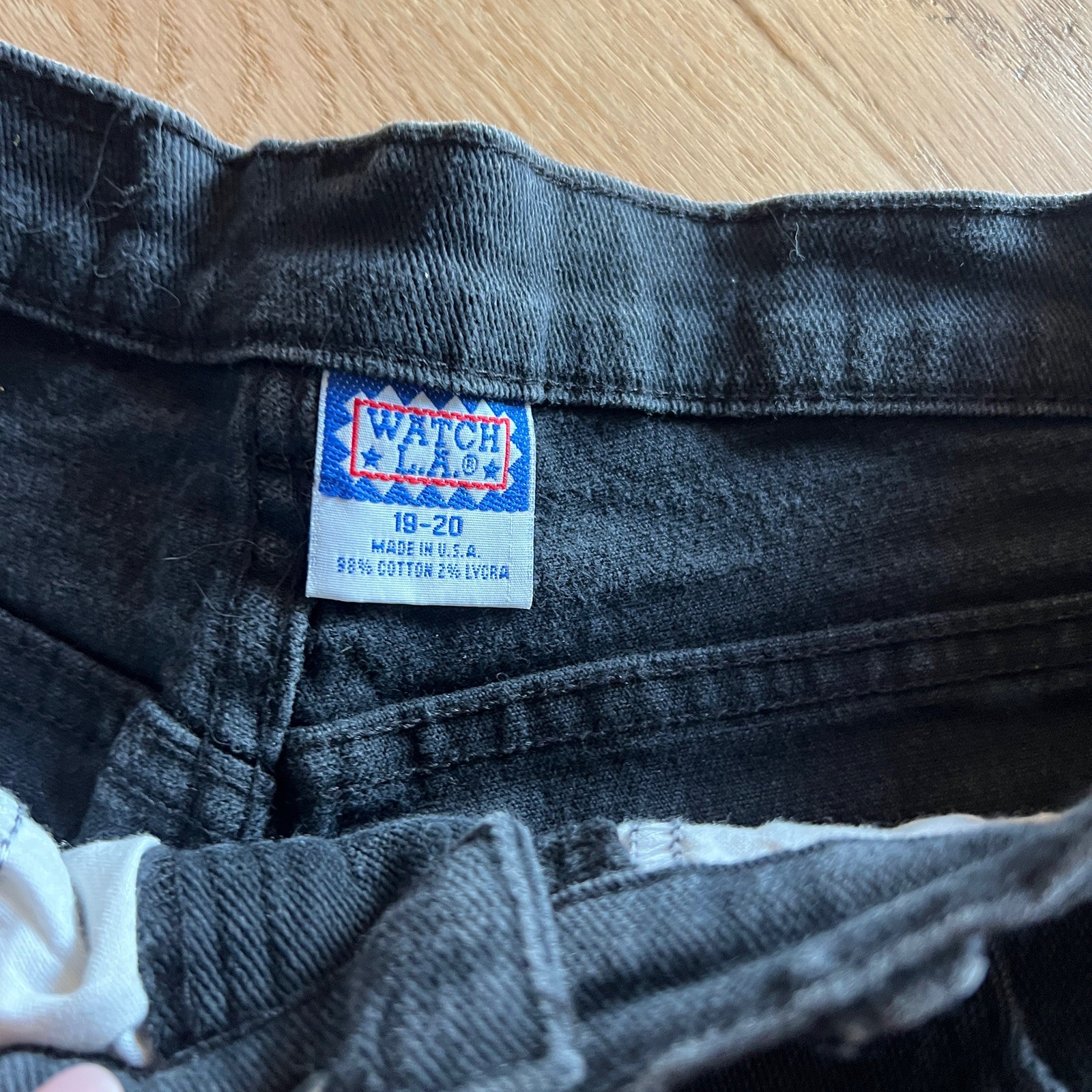 vintage 90s criss cross side lace vintage black jeans Watch LA size 19/20 USA