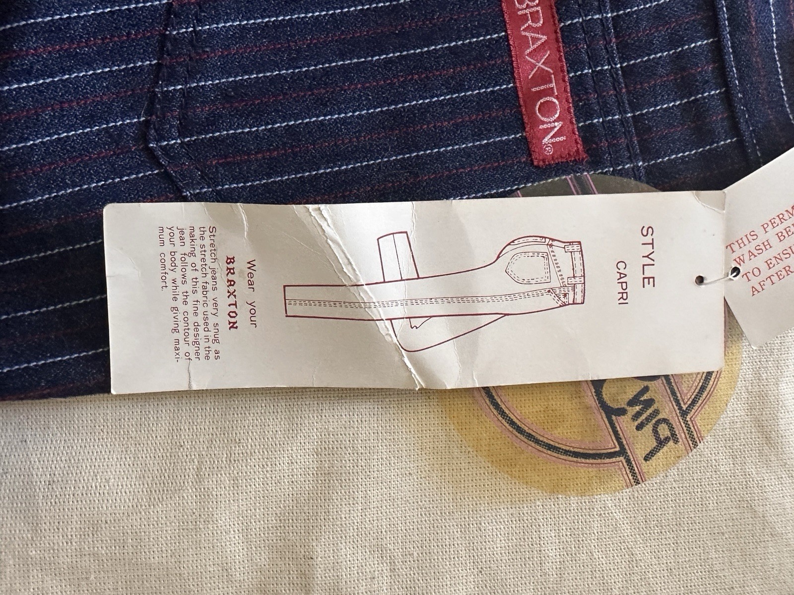 Braxton 1980s High Waisted Pinstriped Jeans New With Tags Rare Designer Denim