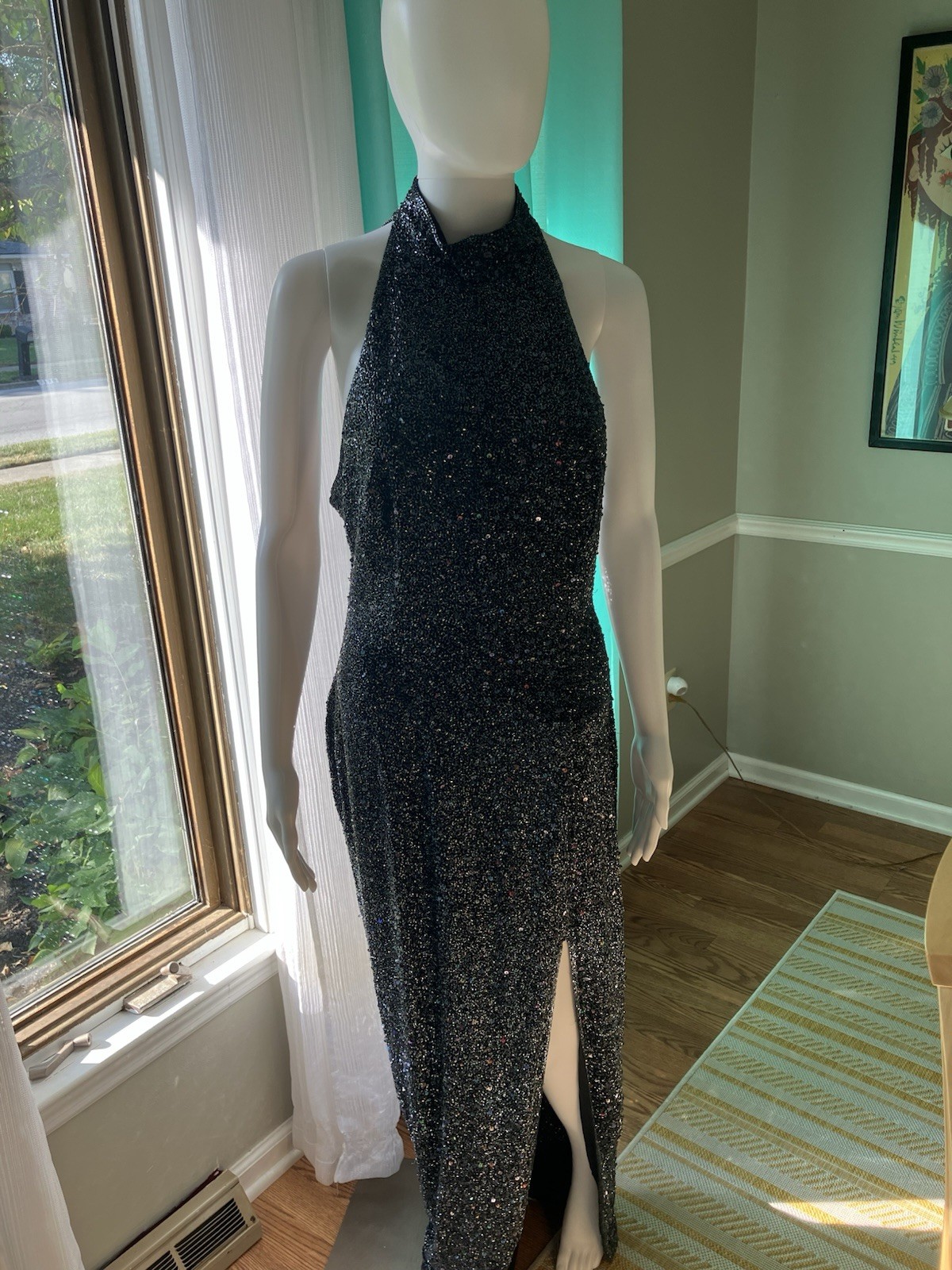 Vintage Riazee Boutique Black Beaded Dress Size M Never Worn. Has Extra Beads