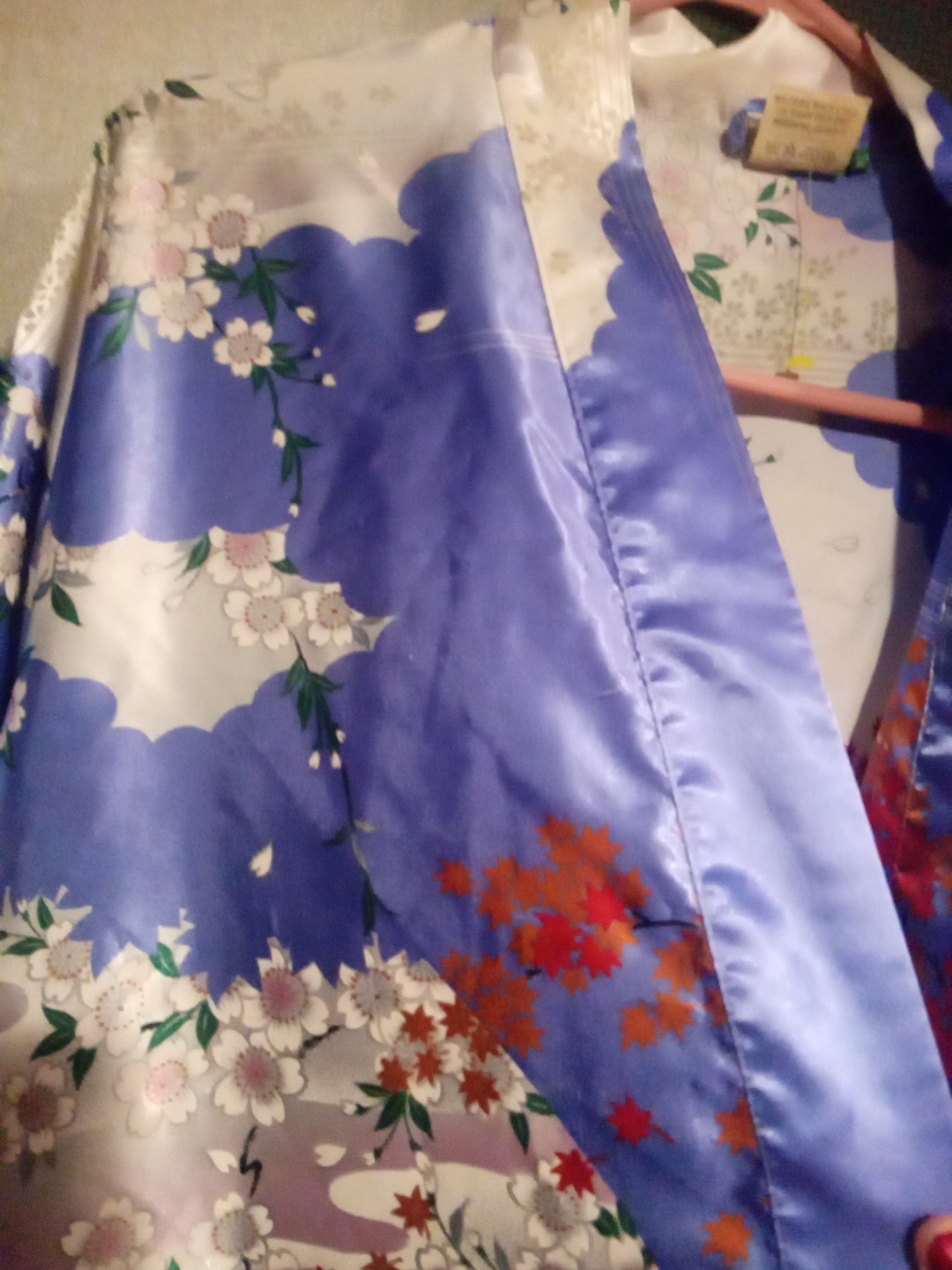 Kimono Robe Floral Large+Multicolor Loungewear Wrap-Around Polyester Japan Sz 42