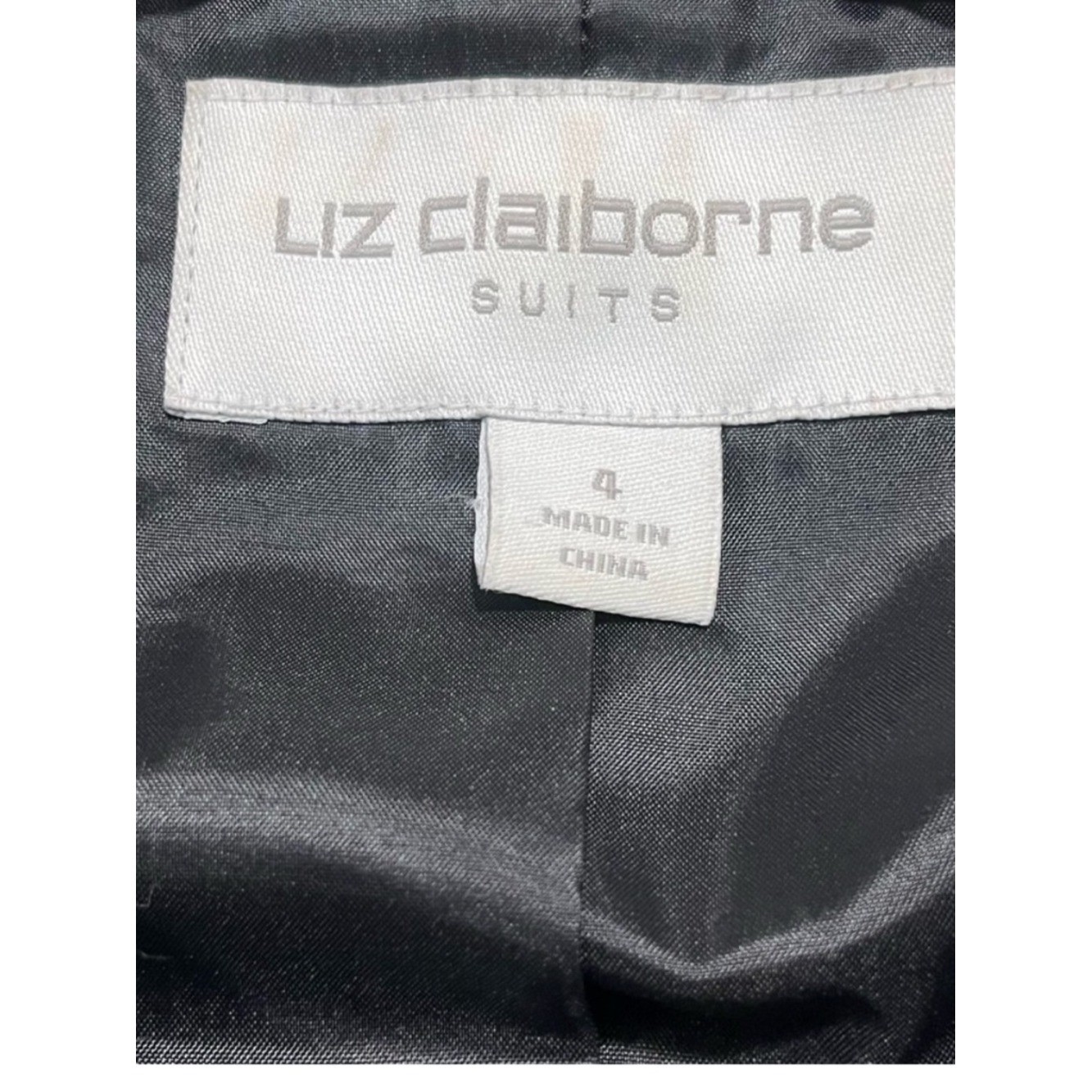 Liz Claiborne Houndstooth Cropped Blazer Jacket Sz 4 Black White VTG Career Chic