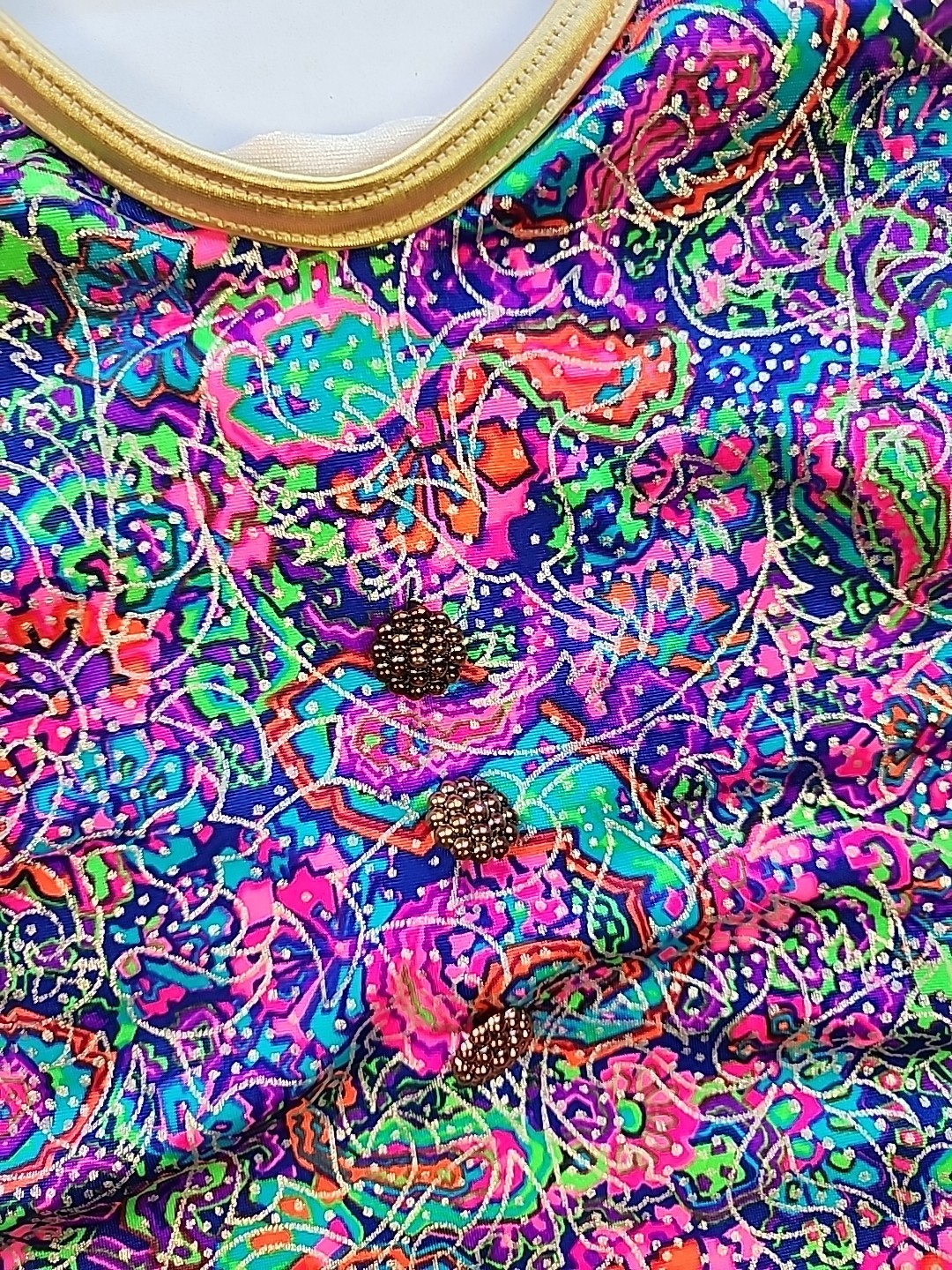 Gantner California Womens Size 10 Psychedelic Neon Colorful 1pc Bathing Suit 80s