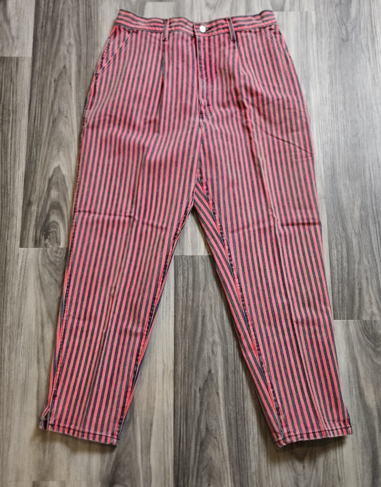 NOS 80s/90s Lee Red&Black Hickory Railroad Striped Women’s Jeans 32×27.5 VTG