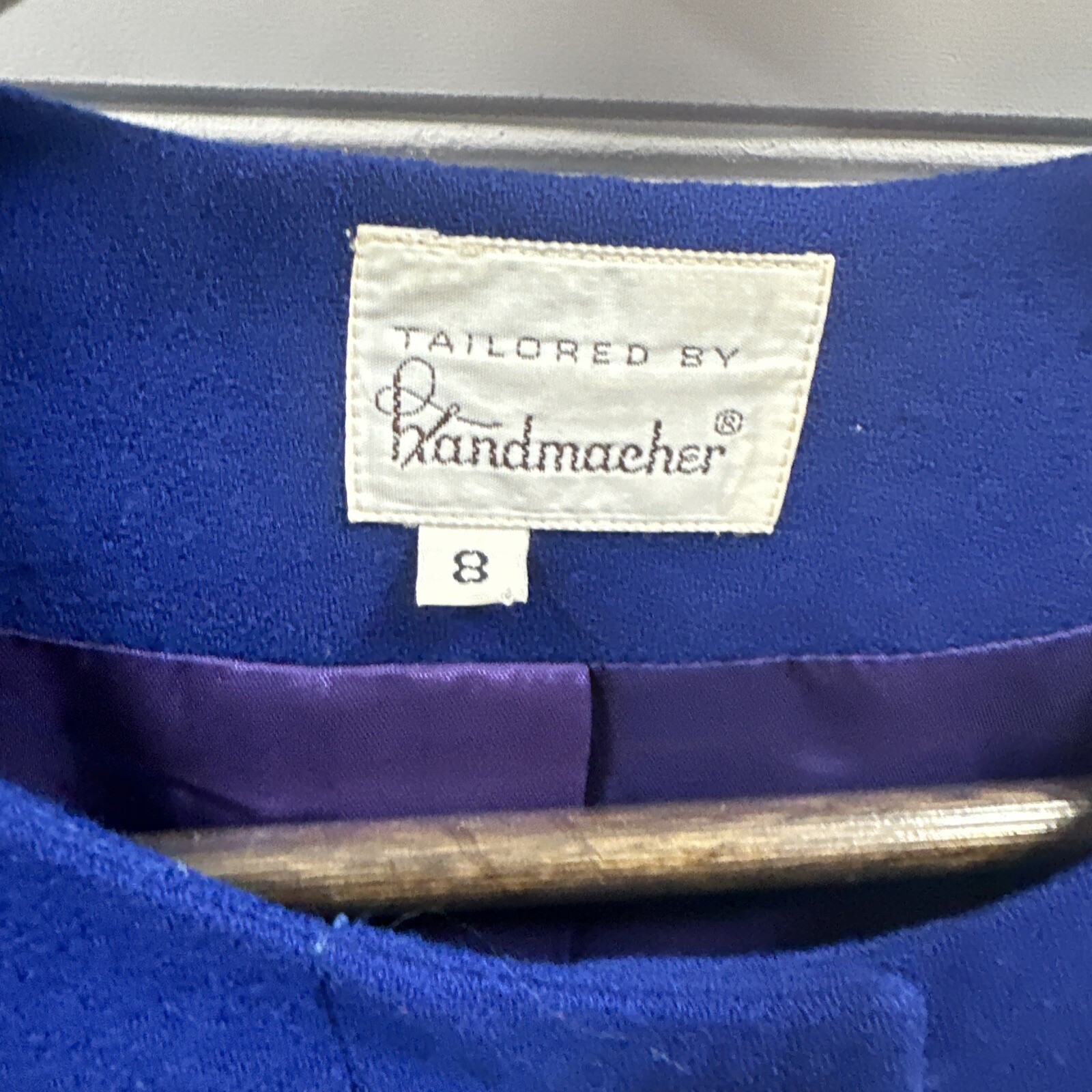 Vintage Fitted Wool Jacket Tailored by Handmacher Womens Blue Suit Blazer Coat 8
