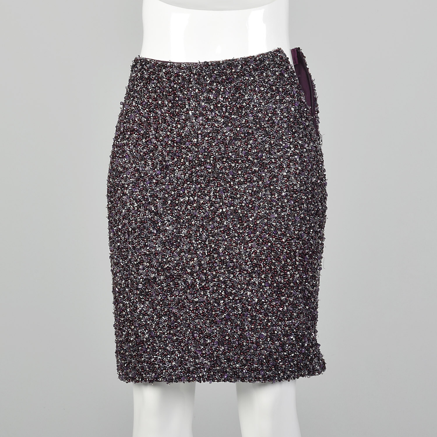 XXS Purple Skirt Amethyst Heavily Beaded Formal Cocktail Evening Party Mini VTG