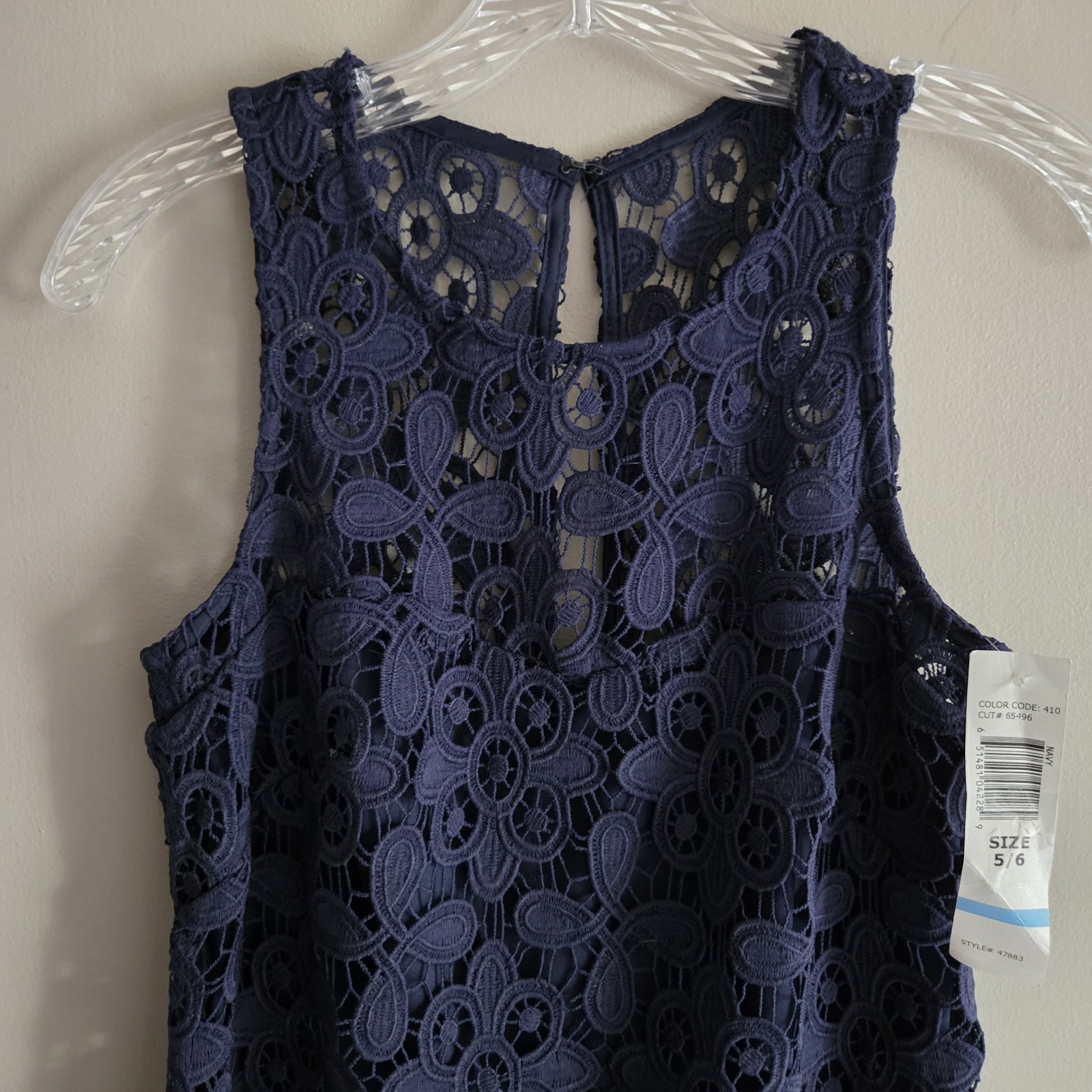 NWT Vtg Jump Apparel by Wendy Chaitin Navy Lace Dress USA 5/6 Floral Evening
