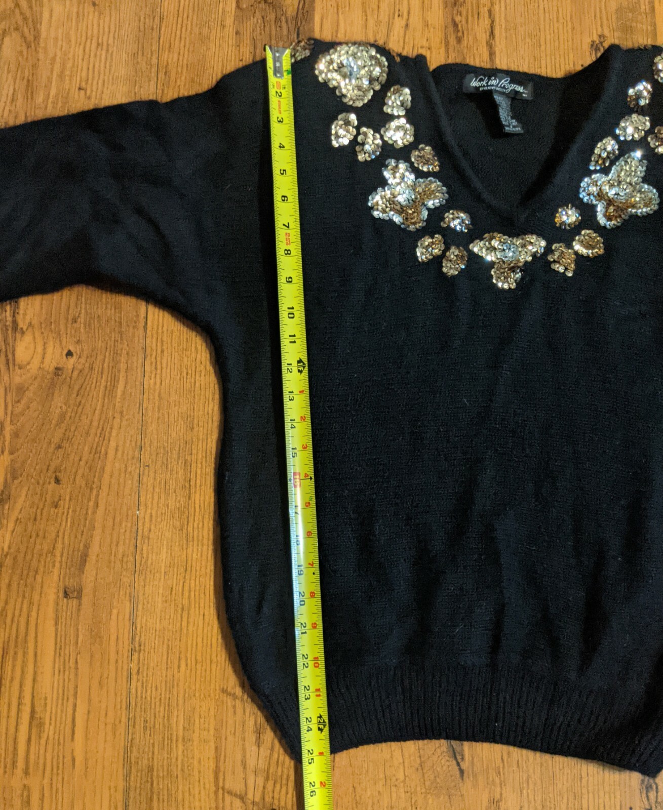 Vtg 1980s Work In Progress Sequin Sweater Gladys Bagley Glam Rock Silk Angora M
